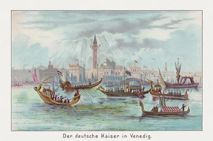 Framed Print : Wilhelm II visits Venice, Italy (1889), chromolithograph, published in 1891 Framed Print : Wilhelm II visits Venice, Italy (1889), chromolithograph, published in 1891