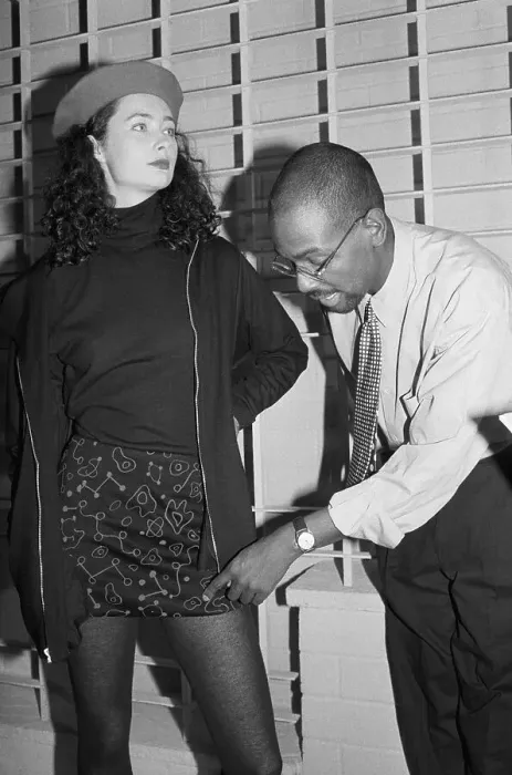 Framed Print : Willi Smith and Model in Miniskirt Framed Print : Willi Smith and Model in Miniskirt