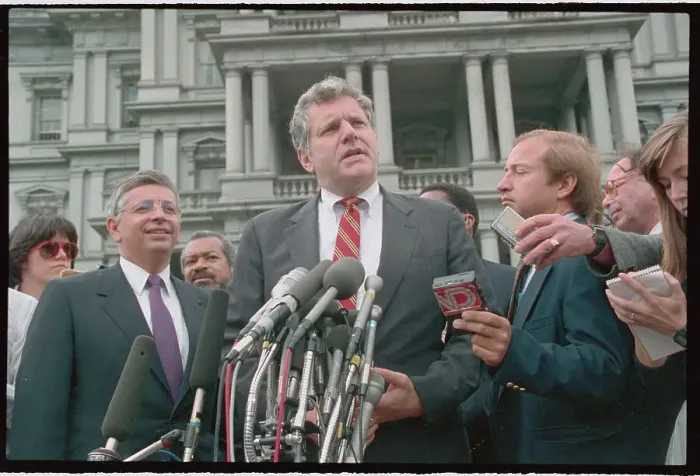 Framed Print : William Bennett Speaking at Press Conference Framed Print : William Bennett Speaking at Press Conference