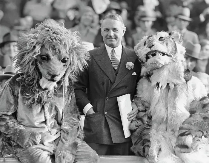 Framed Print : William Donovan Posing with School Mascots Framed Print : William Donovan Posing with School Mascots