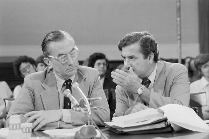 Framed Print : William E. Colby and Lyle Miller During Testimony Framed Print : William E. Colby and Lyle Miller During Testimony