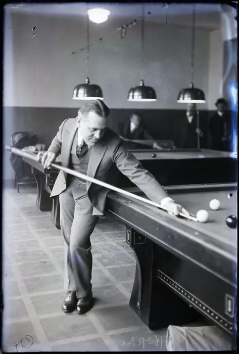 Framed Print : William F. Hoppe Taking Pool Shot Framed Print : William F. Hoppe Taking Pool Shot