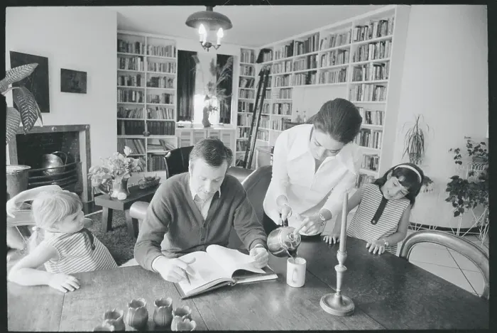 Framed Print : William Goldman and Family in Library