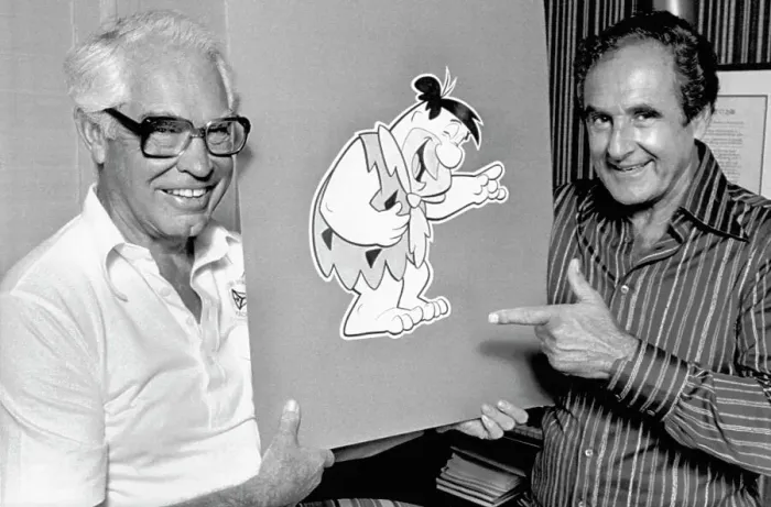 Framed Print : William Hanna And Joseph Barbera With Fred Flintstone Figure Framed Print : William Hanna And Joseph Barbera With Fred Flintstone Figure