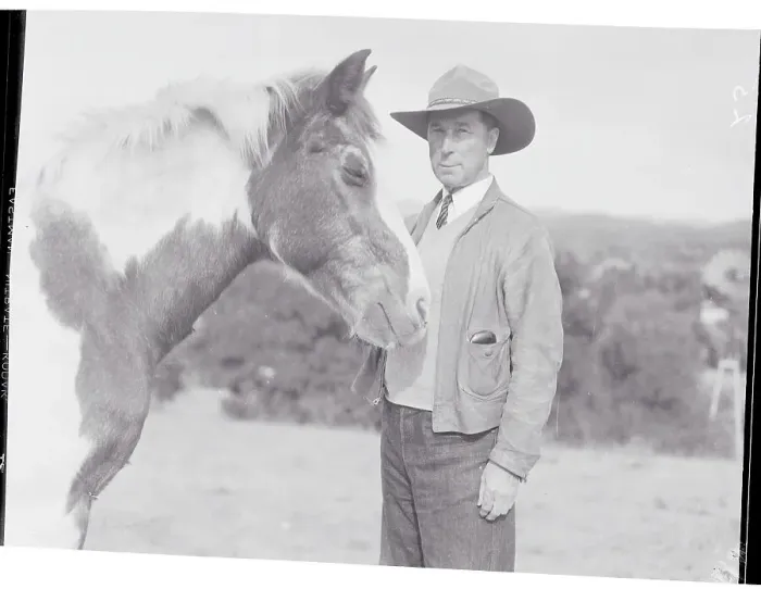 Framed Print : William Hart Posing with Horse Framed Print : William Hart Posing with Horse