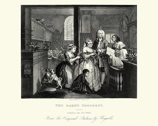 William Hogarth The Rakes Progress - Marries an old maid