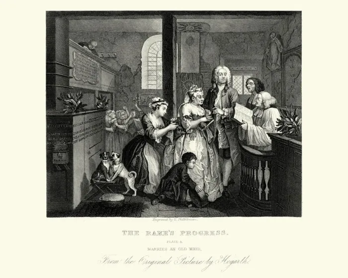Framed Print : William Hogarth The Rakes Progress - Marries an old maid Framed Print : William Hogarth The Rakes Progress - Marries an old maid