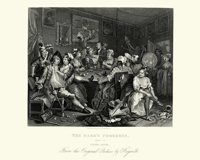 Framed Print : William Hogarth The Rakes Progress - Tavern Scene Framed Print : William Hogarth The Rakes Progress - Tavern Scene