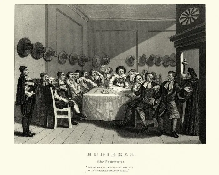 Framed Print : William Hogarths Hudibras, The Committee, Quacks of Goverment Framed Print : William Hogarths Hudibras, The Committee, Quacks of Goverment