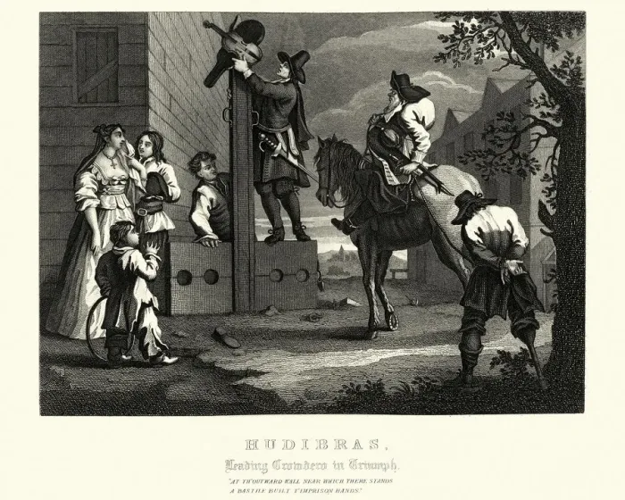 Framed Print : William Hogarths Hudibras Leading Cromdero in Triumph