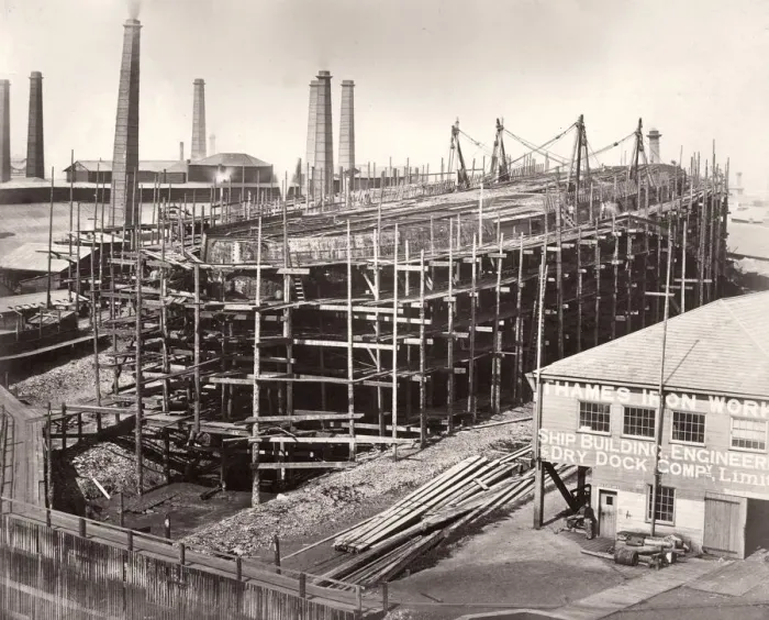Framed Print : William I. 22nd August 1867: The construction of the William I at the Thames Iron Works