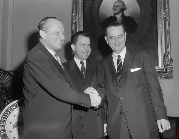 Framed Print : William Knowland with Richard Nixon and Lyndon Johnson Framed Print : William Knowland with Richard Nixon and Lyndon Johnson