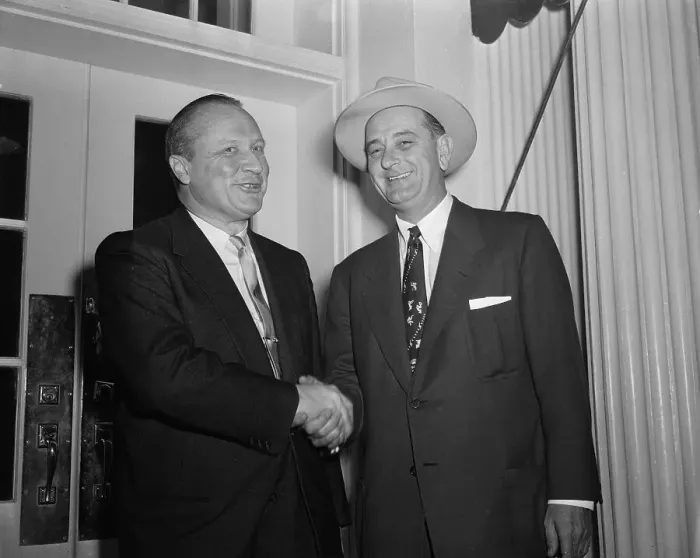 Framed Print : William Knowland Shaking Hands With Lyndon Johnson Framed Print : William Knowland Shaking Hands With Lyndon Johnson
