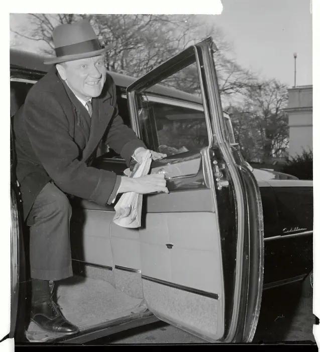 Framed Print : William Knowland Stepping Out of His Car Framed Print : William Knowland Stepping Out of His Car