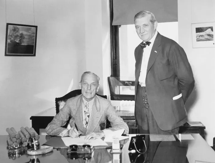 Framed Print : William Knudsen and Alfred Sloan in Office Framed Print : William Knudsen and Alfred Sloan in Office