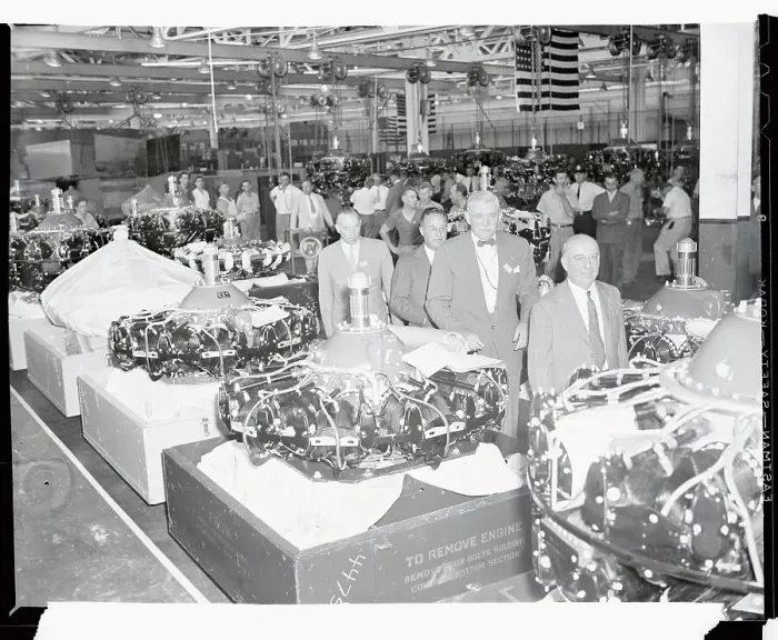 Framed Print : William Knudsen and Others Inspecting Airplane Engines Framed Print : William Knudsen and Others Inspecting Airplane Engines
