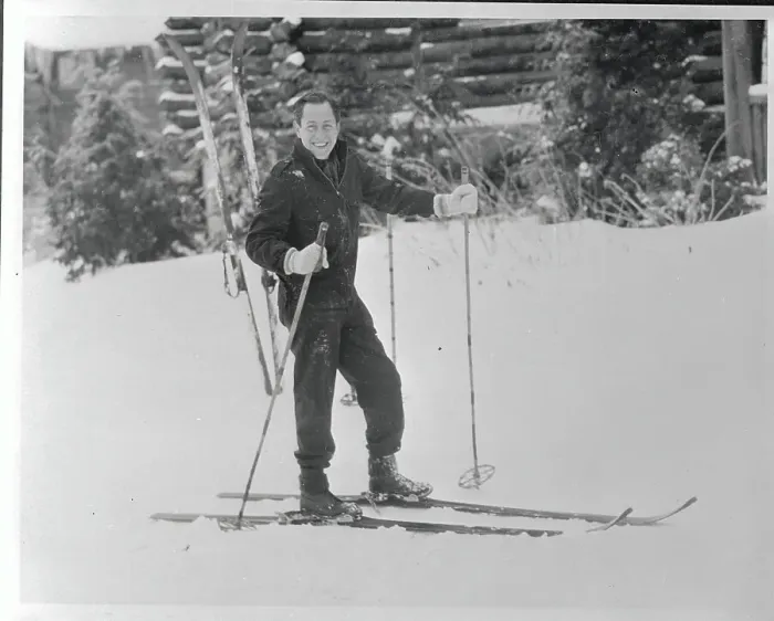 Framed Print : William Paley with Skis in the Snow