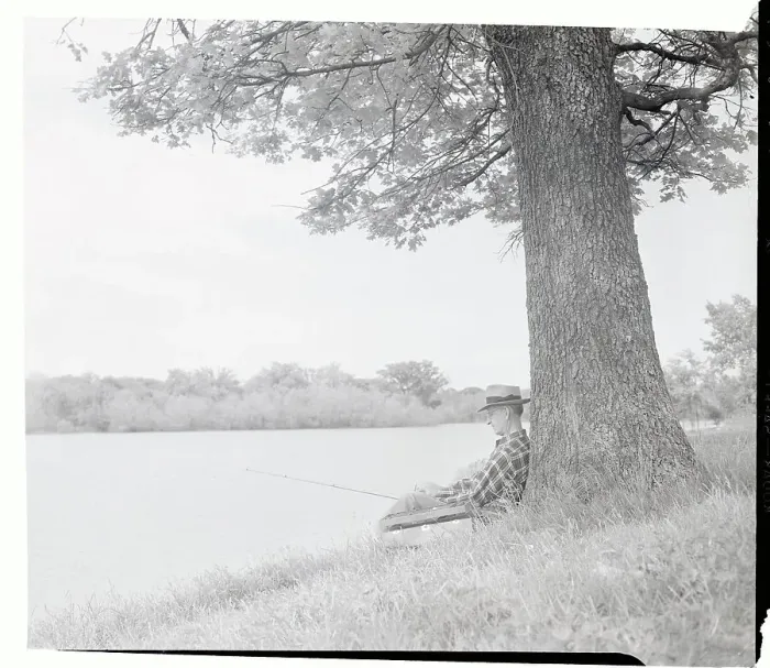Framed Print : William Sexton Sitting on Bank and Fishing Framed Print : William Sexton Sitting on Bank and Fishing
