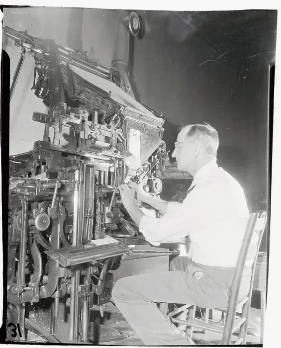 Framed Print : William Sexton Sitting and Working at His Press Framed Print : William Sexton Sitting and Working at His Press