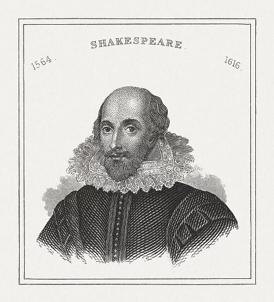 William Shakespeare (c. 1564-1616), English poet, steel engraving, published in 1843