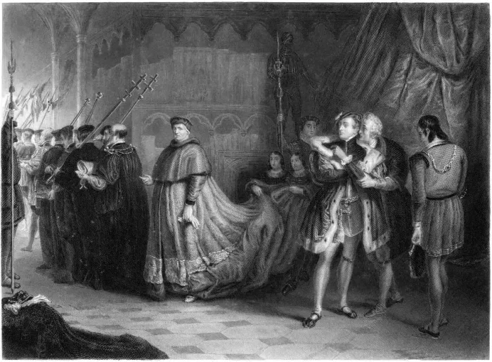 Framed Print : William Shakespeare: Wolsey and Buckingham (Henry VIII) (engraved illustration) Framed Print : William Shakespeare: Wolsey and Buckingham (Henry VIII) (engraved illustration)