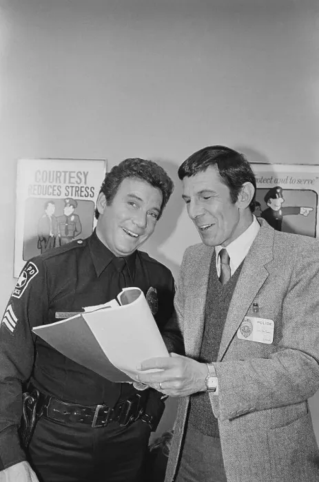 Framed Print : William Shatner and Leonard Nimoy Looking at Script for T.J. Hooker Framed Print : William Shatner and Leonard Nimoy Looking at Script for T.J. Hooker