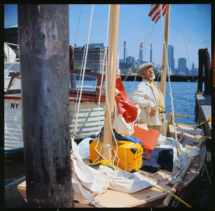 Framed Print : William Willis Standing on his Boat Framed Print : William Willis Standing on his Boat