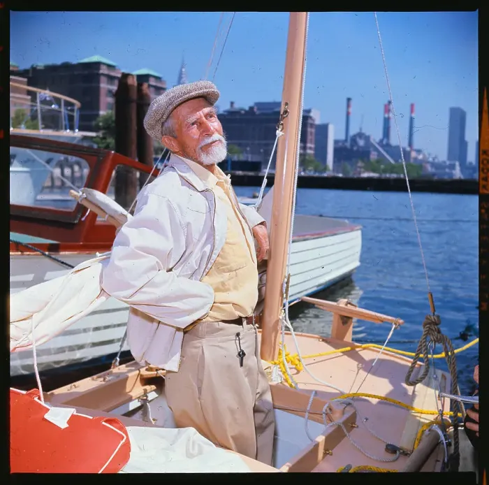 Framed Print : William Willis Standing on his Boat Framed Print : William Willis Standing on his Boat
