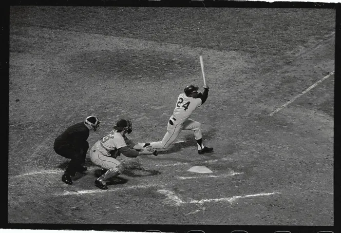 Framed Print : Willie Mays Being Congratulated on Homer Run Framed Print : Willie Mays Being Congratulated on Homer Run