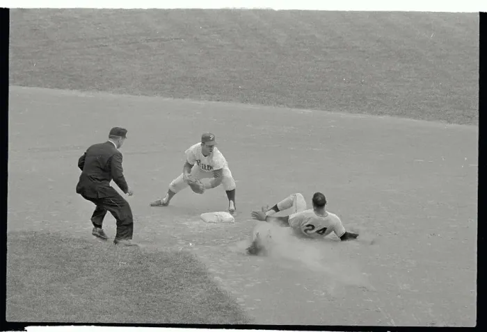 Framed Print : Willie Mays and Cookie Rojas in Second Base Action Framed Print : Willie Mays and Cookie Rojas in Second Base Action