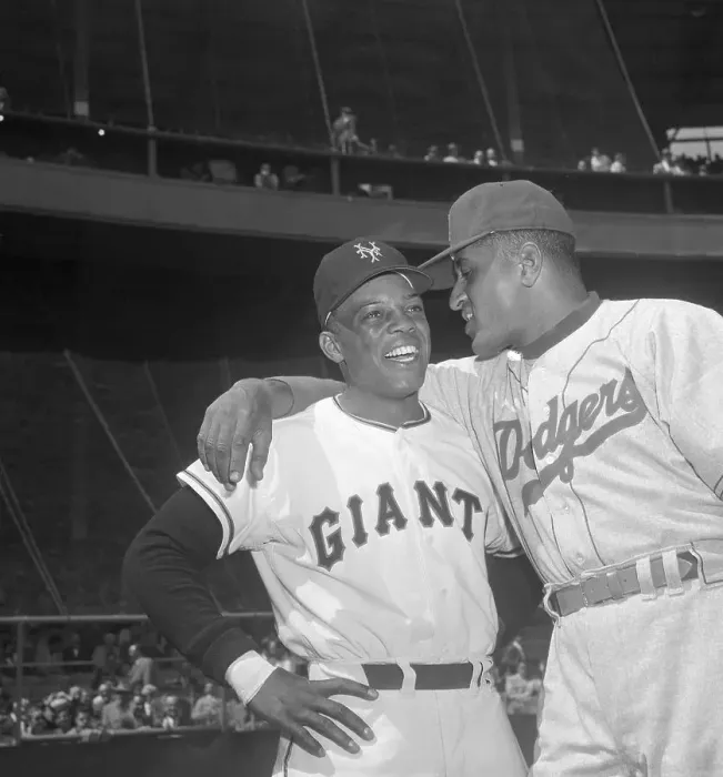 Framed Print : Willie Mays and Don Newcombe in Friendly Pose Framed Print : Willie Mays and Don Newcombe in Friendly Pose