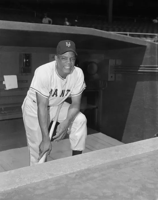 Framed Print : Willie Mays in Dugout with Baseball Bat Framed Print : Willie Mays in Dugout with Baseball Bat