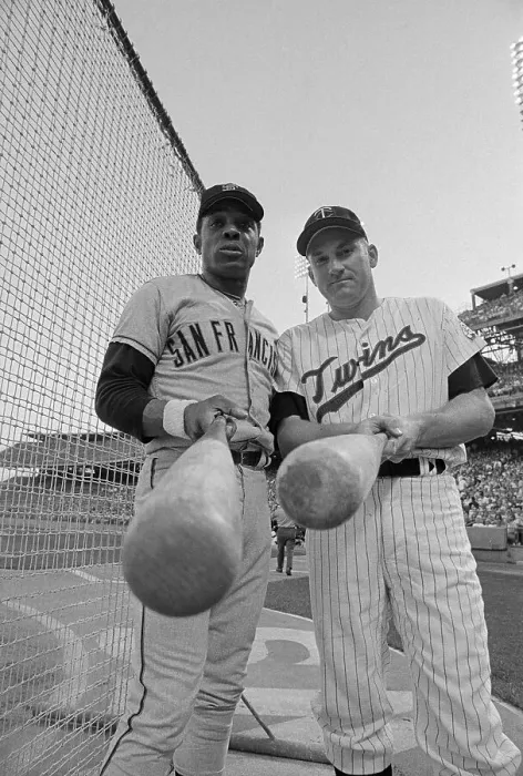 Framed Print : Willie Mays and Harmon Killebrew Holding Baseball Bats Framed Print : Willie Mays and Harmon Killebrew Holding Baseball Bats