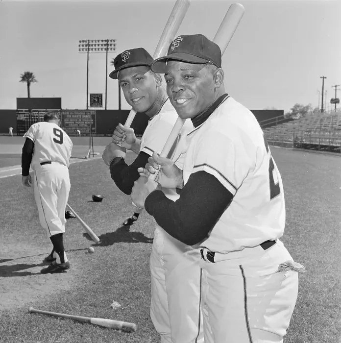 Framed Print : Willie Mays and Orlando Cepeda with Baseball Bats Framed Print : Willie Mays and Orlando Cepeda with Baseball Bats