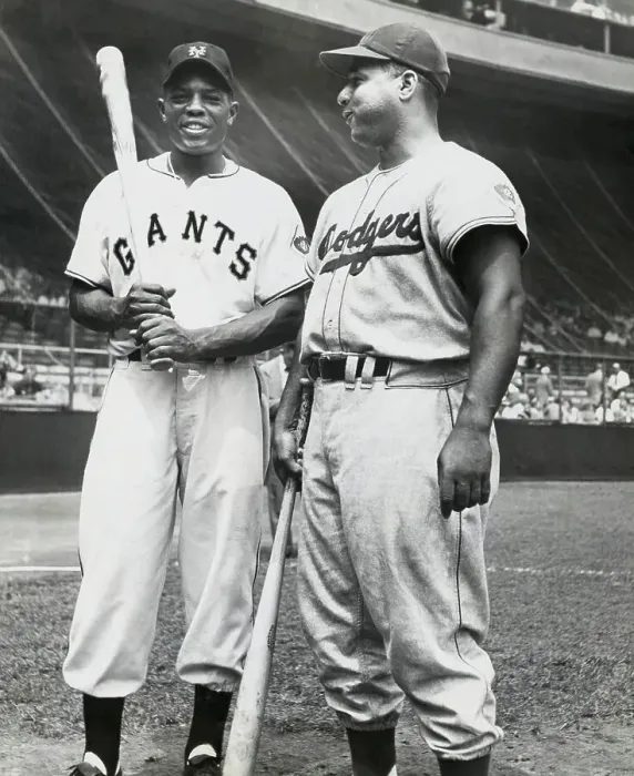 Framed Print : Willie Mays and Roy Campenlla Framed Print : Willie Mays and Roy Campenlla