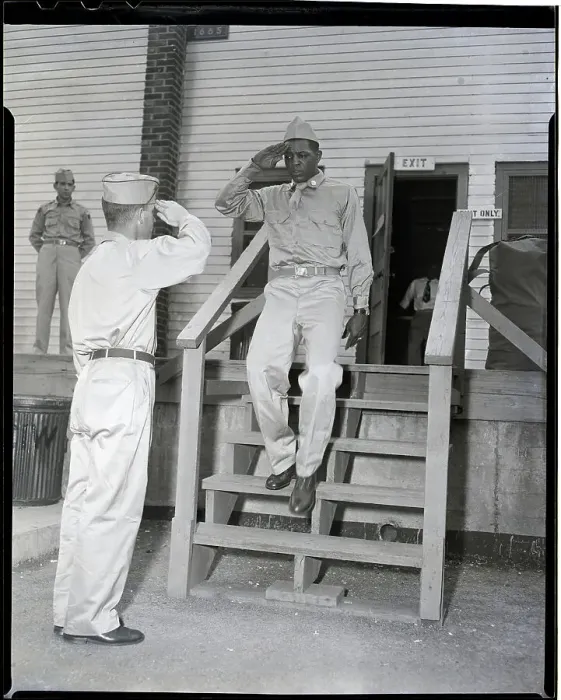 Framed Print : Willie Mays Saluting Officer In Uniform Framed Print : Willie Mays Saluting Officer In Uniform