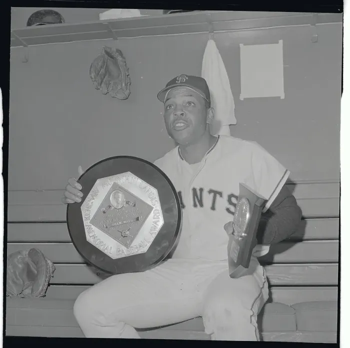 Framed Print : Willie Mays Sitting and Holding His Award Framed Print : Willie Mays Sitting and Holding His Award