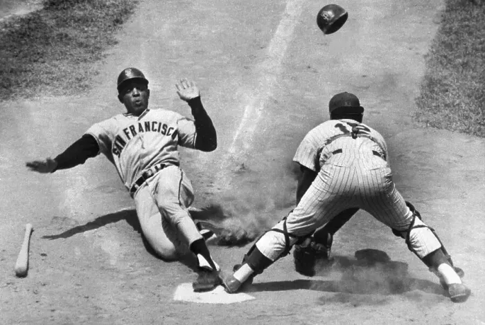 Framed Print : Willie Mays Sliding into Home Plate Framed Print : Willie Mays Sliding into Home Plate
