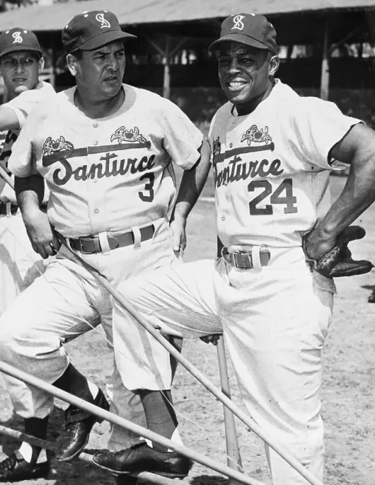 Framed Print : Willie Mays Standing Next to Herman Franks Framed Print : Willie Mays Standing Next to Herman Franks