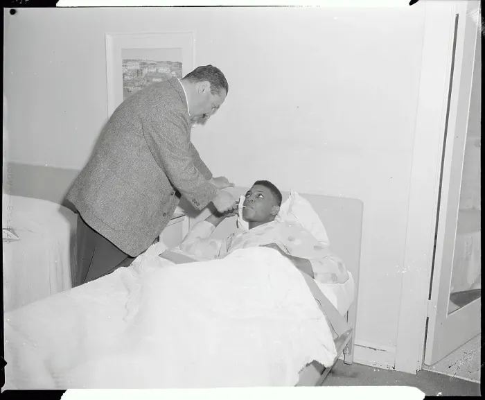 Framed Print : Willie Mays Being Treated by Doctor Framed Print : Willie Mays Being Treated by Doctor
