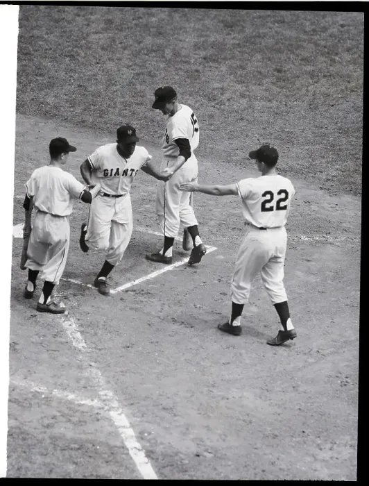 Framed Print : Willie Mays Welcomed As He Crosses Home Framed Print : Willie Mays Welcomed As He Crosses Home