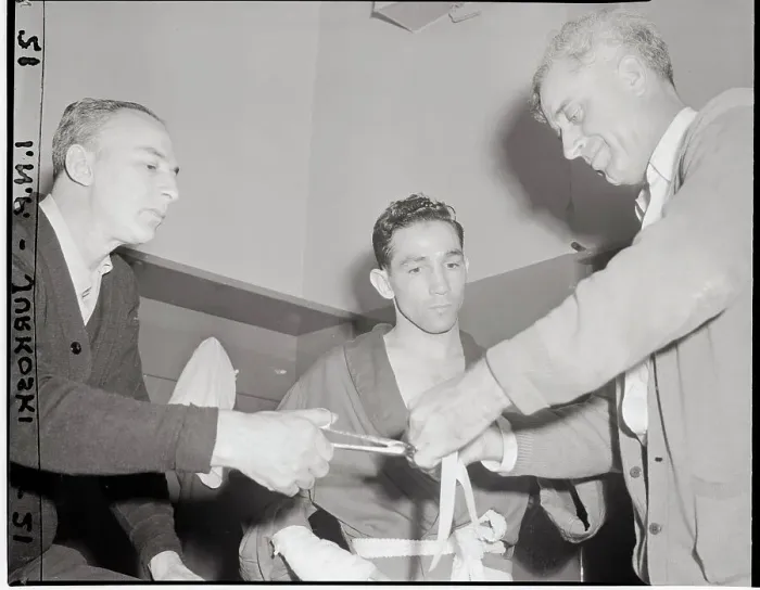Framed Print : Willie Pep W / Manager, Trainer In Dressing Framed Print : Willie Pep W / Manager, Trainer In Dressing
