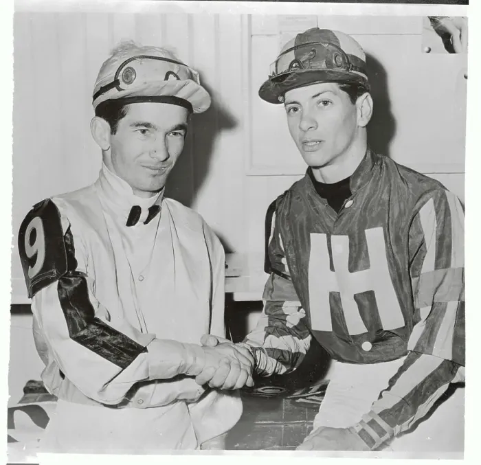 Framed Print : Willie Shoemaker and Bill Hartack Shaking Hands Framed Print : Willie Shoemaker and Bill Hartack Shaking Hands