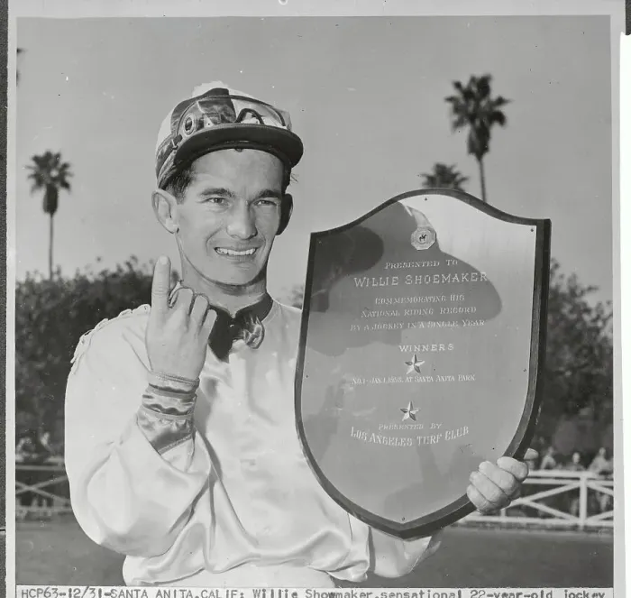 Framed Print : Willie Shoemaker Holding Plaque Framed Print : Willie Shoemaker Holding Plaque