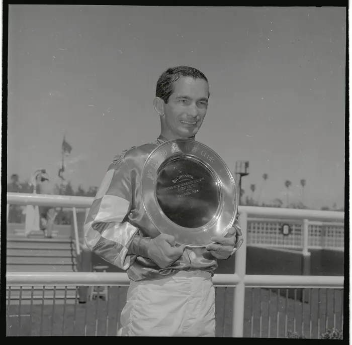 Framed Print : Willie Shoemaker Holding Trophy and Smiling Framed Print : Willie Shoemaker Holding Trophy and Smiling