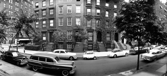 Framed Print : Willow Street in Brooklyn Heights in the 1950's