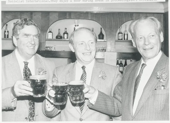 Framed Print : Willy Brandt and Others Enjoying a Beer Framed Print : Willy Brandt and Others Enjoying a Beer