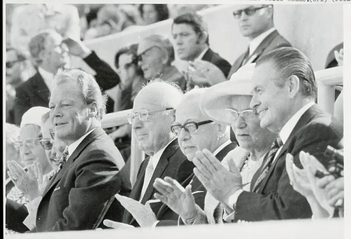 Framed Print : Willy Brandt and Gustav Heinemann at Olympics Framed Print : Willy Brandt and Gustav Heinemann at Olympics