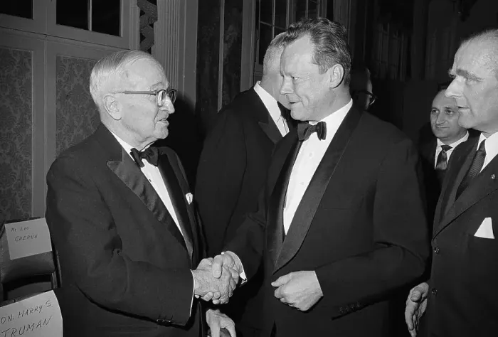 Framed Print : Willy Brandt and Harry Truman Shaking Hands Framed Print : Willy Brandt and Harry Truman Shaking Hands