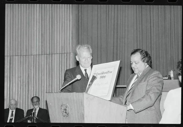 Framed Print : Willy Brandt Holding His Award Framed Print : Willy Brandt Holding His Award
